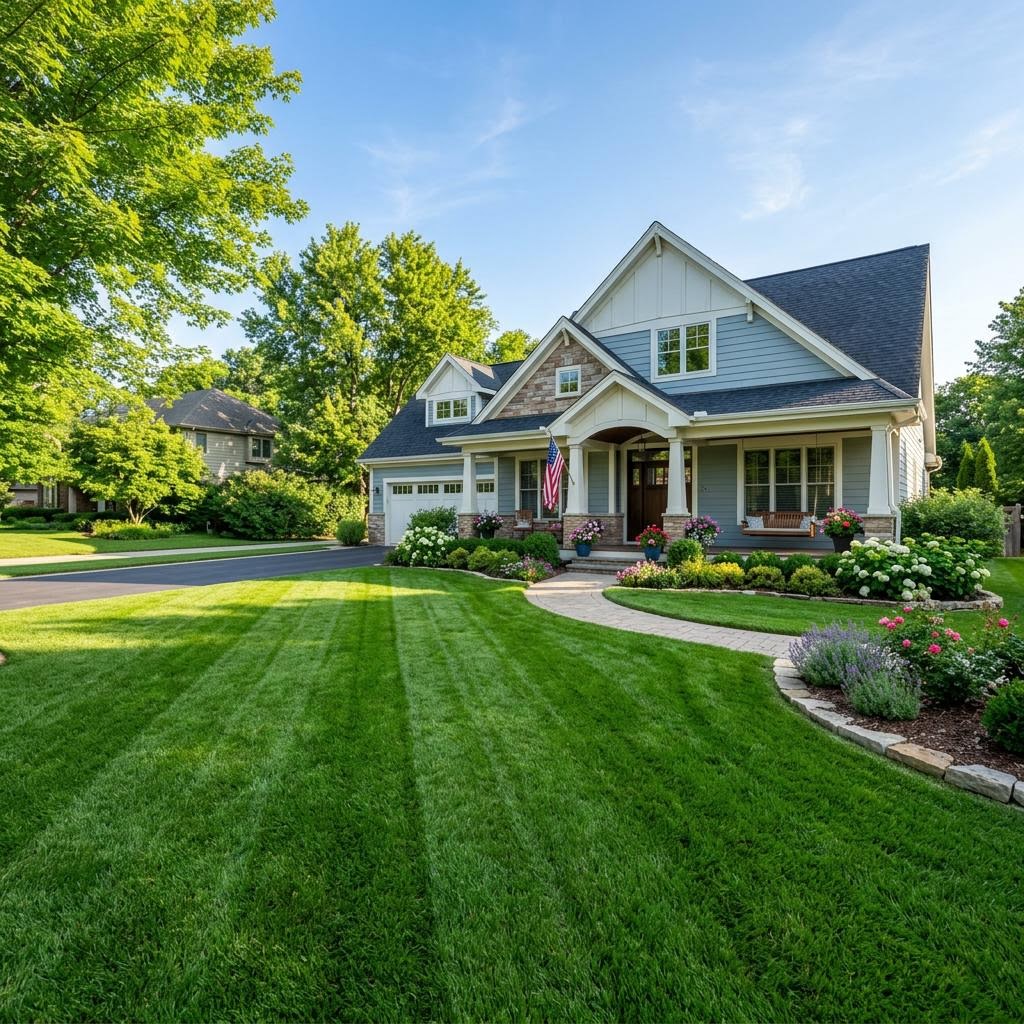 Beautiful freshly mowed lawn